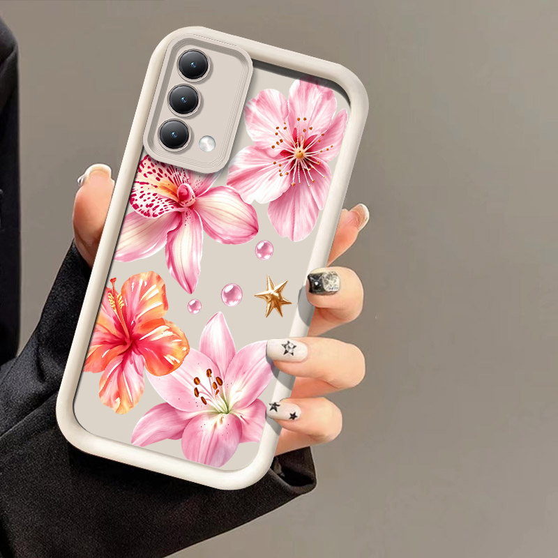 Realme C67 - เคสโทรศัพท์ลายลิ้นจี่สีชมพู สำหรับ OPPO Realme C100i C85