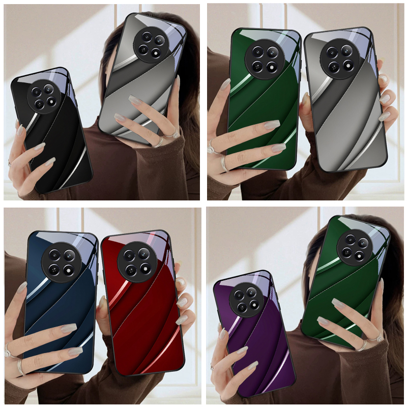 Realme C67 - เคสโทรศัพท์แก้วดีไซน์สีดำสุดเท่ สำหรับ Oppo Realme 14 12