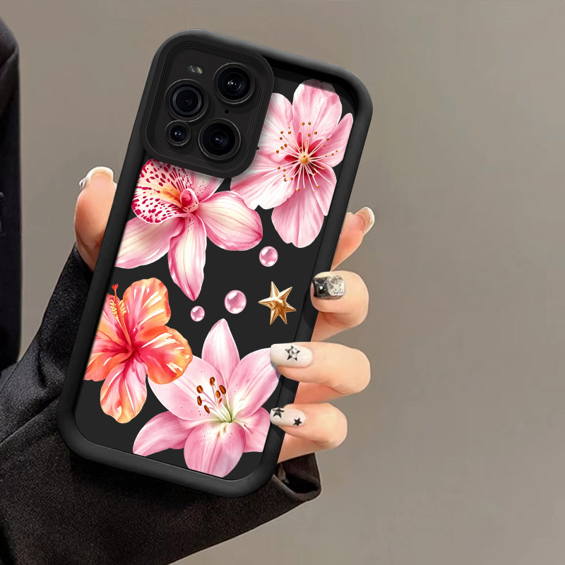 Oppo Find X8 - เคสโทรศัพท์ลายดอกลิลลี่สีชมพู สำหรับ OPPO Find X9 X8